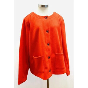 NWT CROFT & BARROW Women Button Down Round Neck Red Business Jacket Plus Size 3X